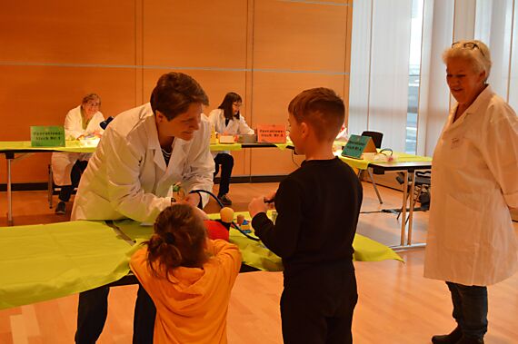 Notfallstation in der Stofftierklinik mit Patienten 